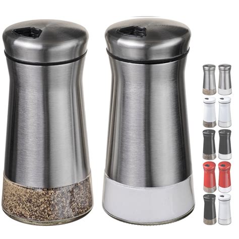 Salt and Pepper Shakers Set with Adjustable Holes .